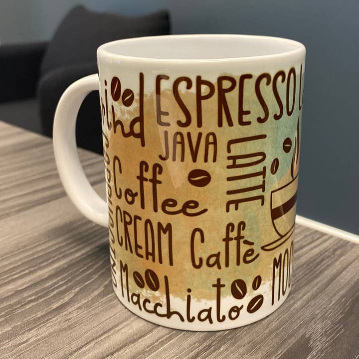COFFEE, ESPRESSO, MOCHA MUG for wholesale by Blue Hearts Designs