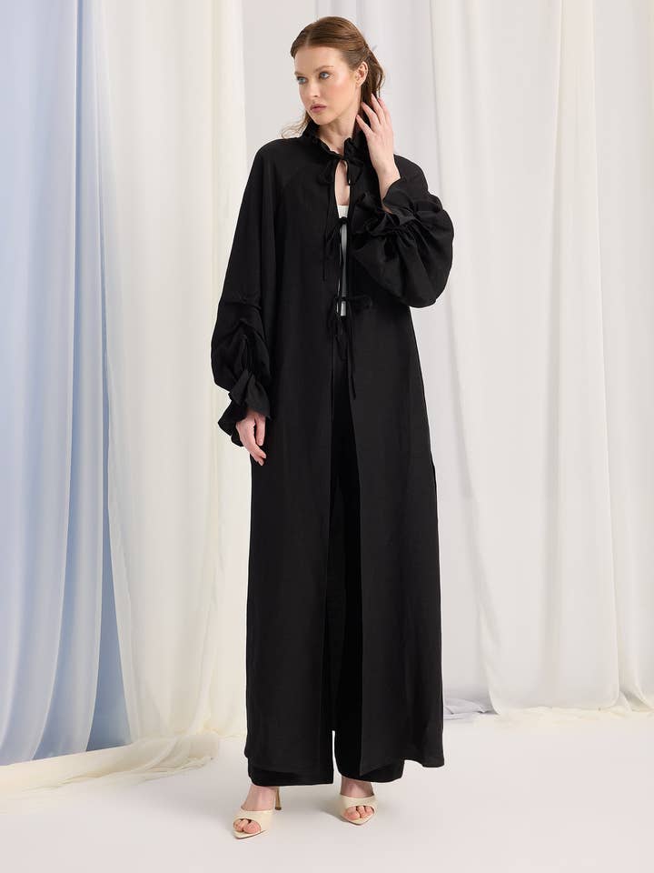 Black Balloon Sleeve Kimono Trousers Set for wholesale by Store WF