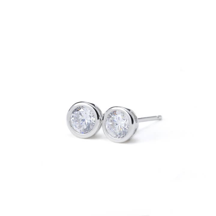 Blueyejewelry - Wholesale Stud/Post Earrings - Silver Bezel Studs - Small Diamond Studs - Round CZ Studs4