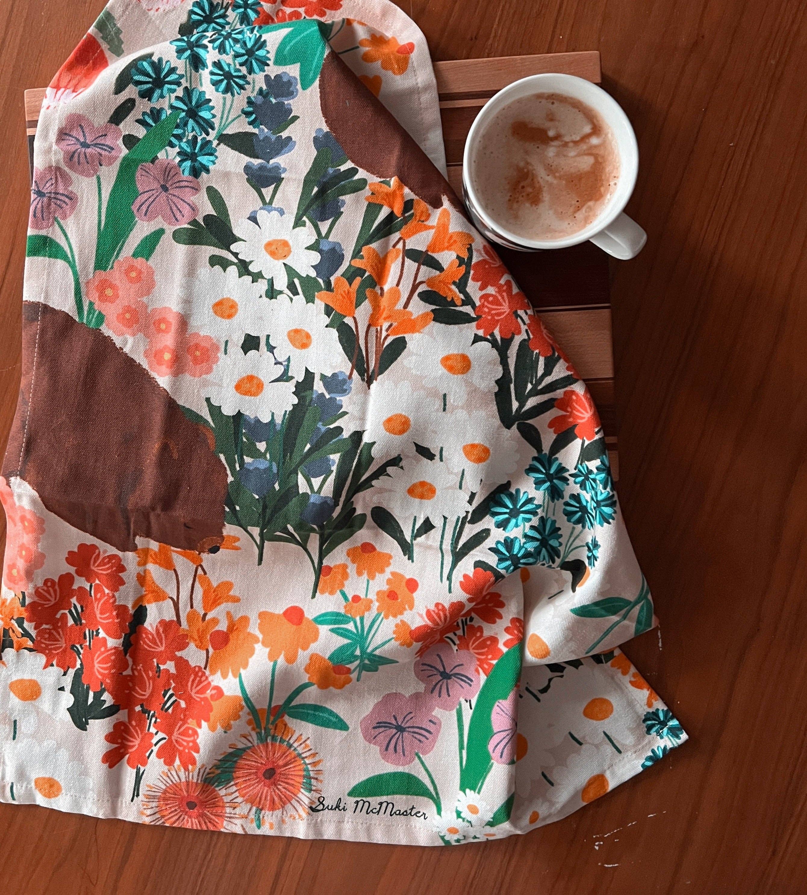 Suki McMaster - Venta al por mayor Paños de cocina - Paño de Cocina - Wombat Floral por Suki McMaster2