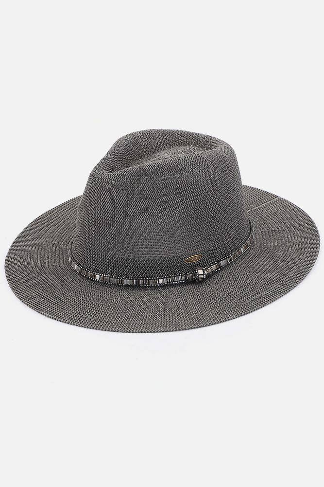 Hana - Wholesale Straw Hat - Women's - C.C Multi Thread Rhinestone Trim Band Panama Hat1