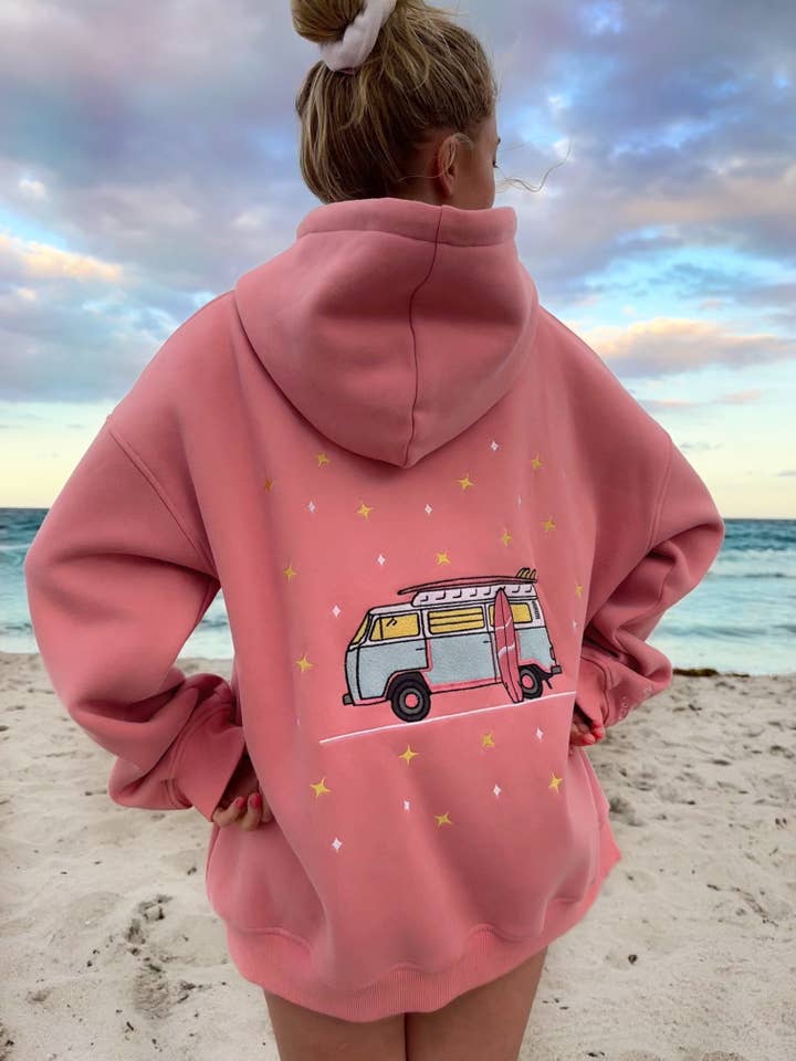 Ice Cream Pink Embroider Van Star Hoodie for wholesale on Faire2