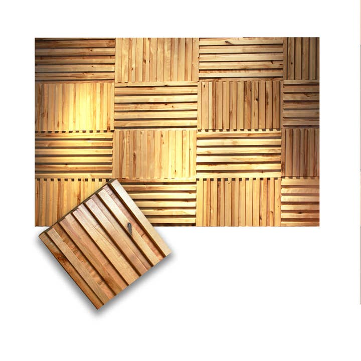 Panneau mural en bois à lattes mosaïque 30 x 30 cm KK1239 pour la vente par Arrow Zoom Limited