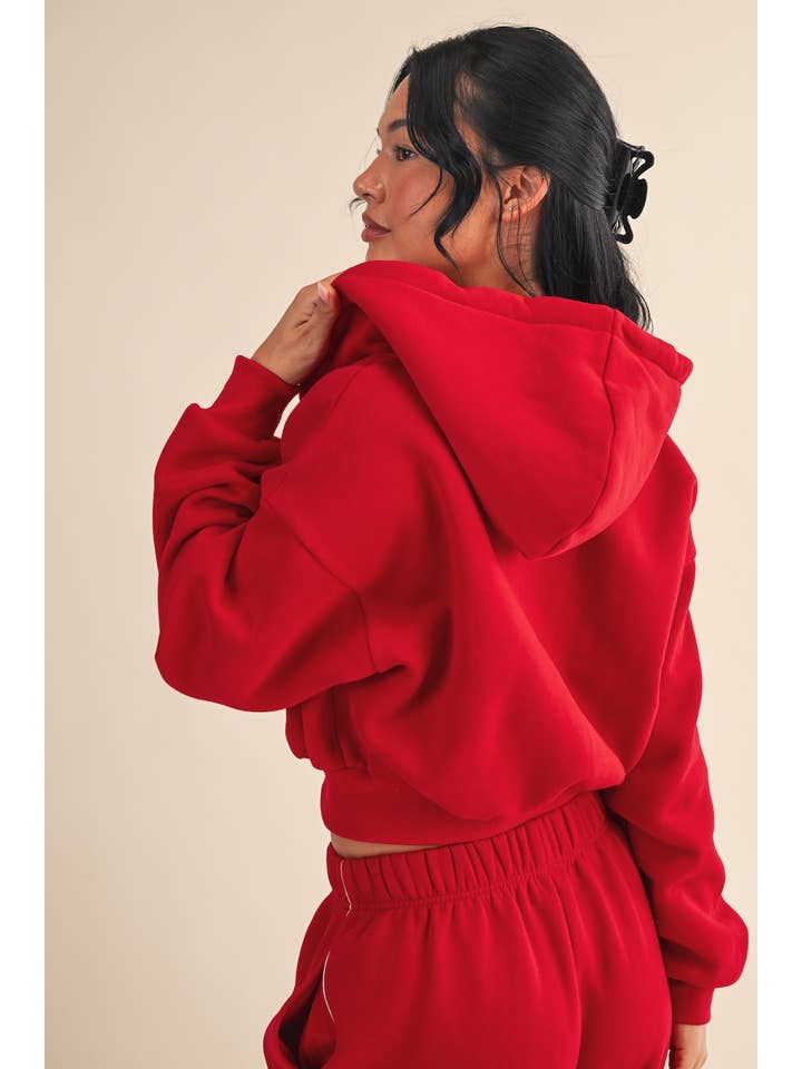 KIMBERLY C - Wholesale Hoodie - Women's - Cozy Fleece Oversized Crop Full Zip Hoodie55