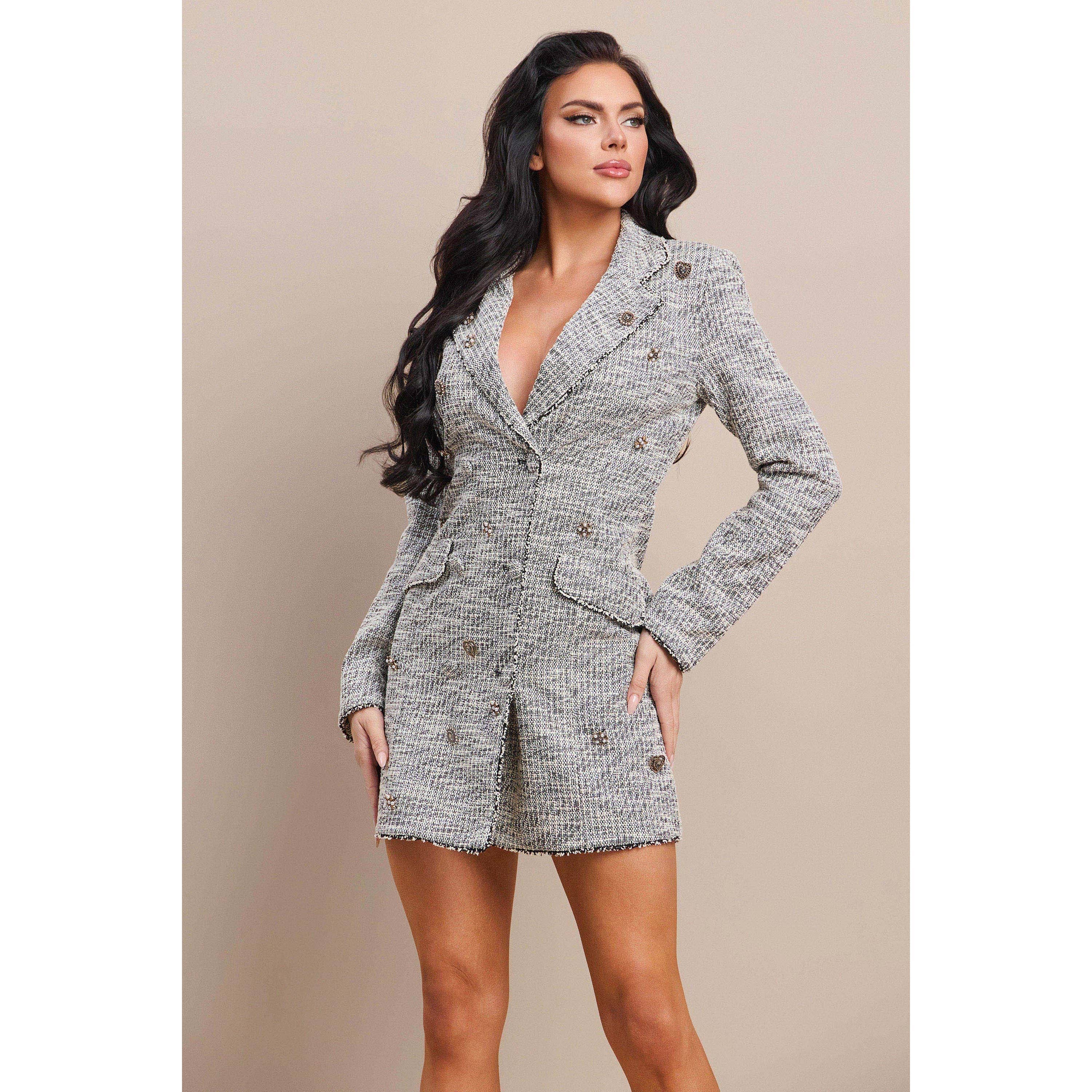 SVART UTSMYCKAD BLAZER KLÄNNING för wholesale på Faire2