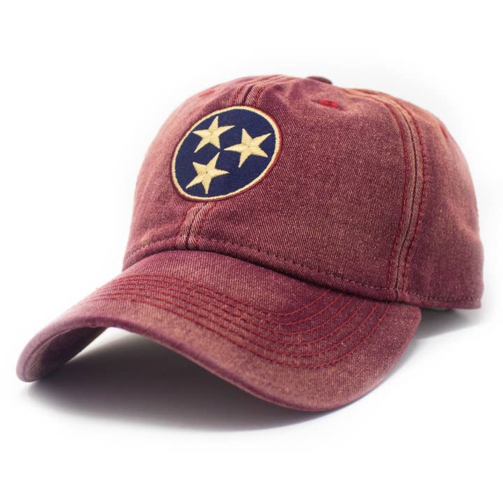 Tennessee Flag Tri-Star Hat, Brick for wholesale by S.L. Revival Co.