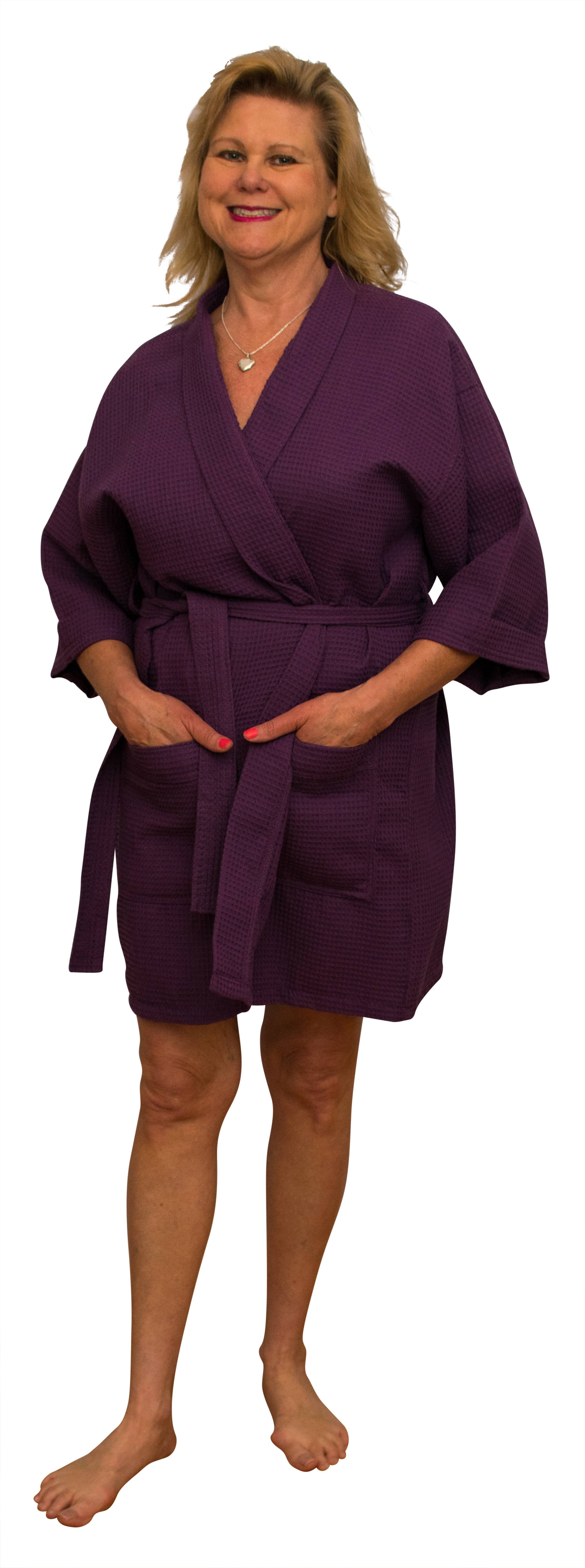 Alan Pendergrass Robes - Wholesale Robe - Women's - Kimono Cotton Waffle Robe, 36" One Size fits Most5