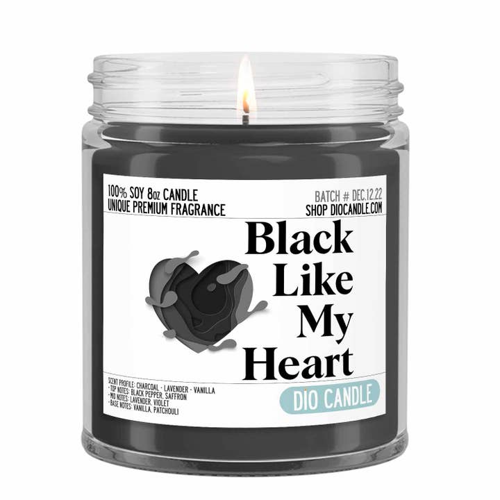 Black Heart Candle for wholesale by Dio Candle Company