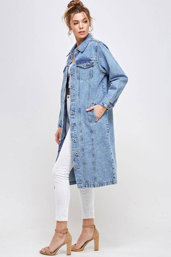 BLUE AGE – wholesale Denim jacket – Women's – Long Trench Coat Denim Jean Jacket (OPEN PACK)11