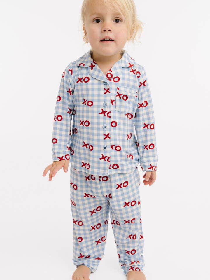 XO Valentine Bamboo Button Up Set for wholesale by Little One Shop