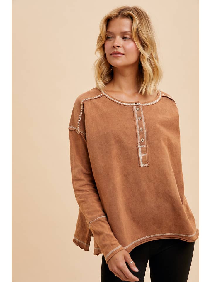 In Loom - Vente Haut en maille – femme - VÊTEMENT EN COTON LAVÉ HENLEY