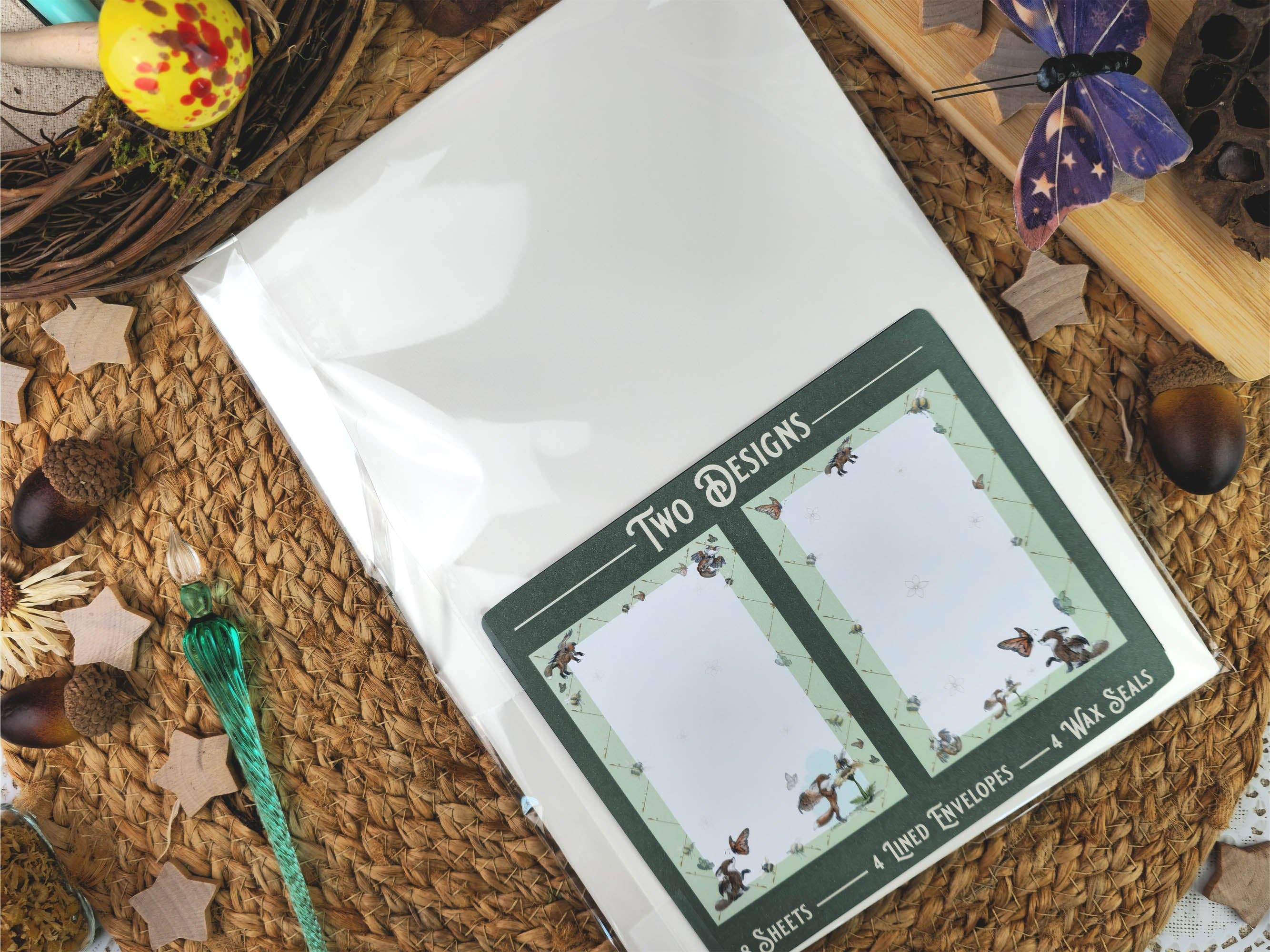 Wings of Fantasy - Vendita all'ingrosso Set di cartoleria/cancelleria - Set di Scrittura con Volpe Fantastica | Set di Scrittura Stile Art Nouveau | Cartoleria Stile Vintage con Sigilli di Cera | Regalo di Cartoleria per Amici di Penna8