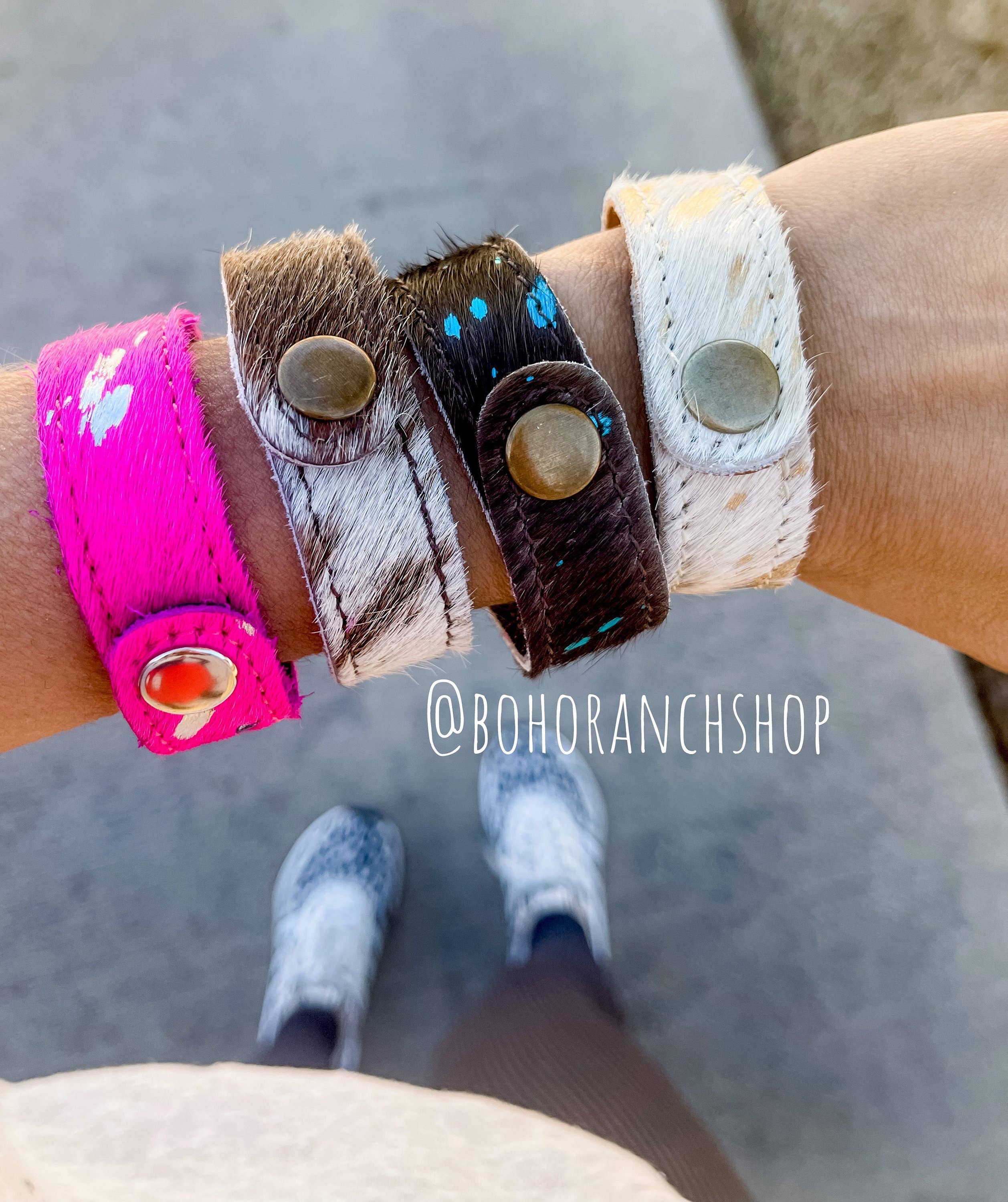 Boho Ranch Shop - Wholesale Cuff Bracelet - Western Hair on Cowhide Cuff Bracelet5