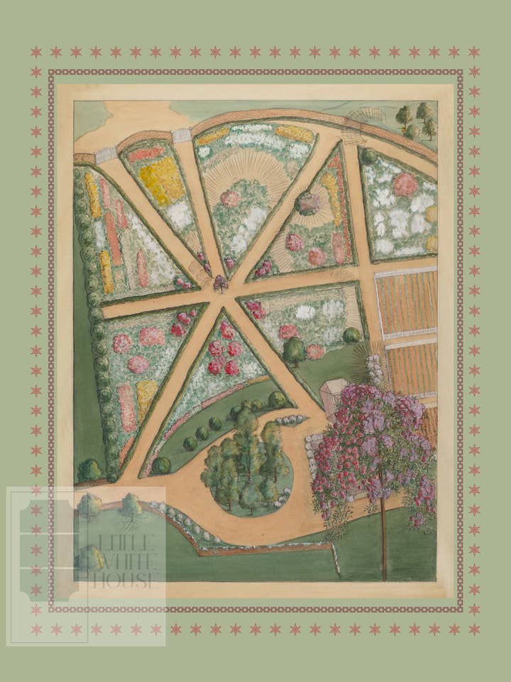 Historic Estate Survey Giclee - Estate Garden for wholesale by The Little White House