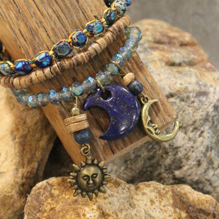 Ensemble de Bracelets Lunes Mixtes & Pierre Sass pour la vente par The Primitive Peddler, Inc.