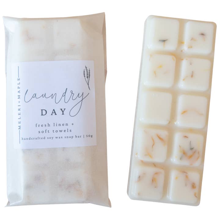 Laundry Day Scented Snap Bar Wax Melt for wholesale by Meleri and Maple Co