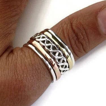 Bague Tournante Celtique Unisexe Multi-Métal | Argent 925, Laiton, Cuivre, SP23 pour la vente par Mistry Gems