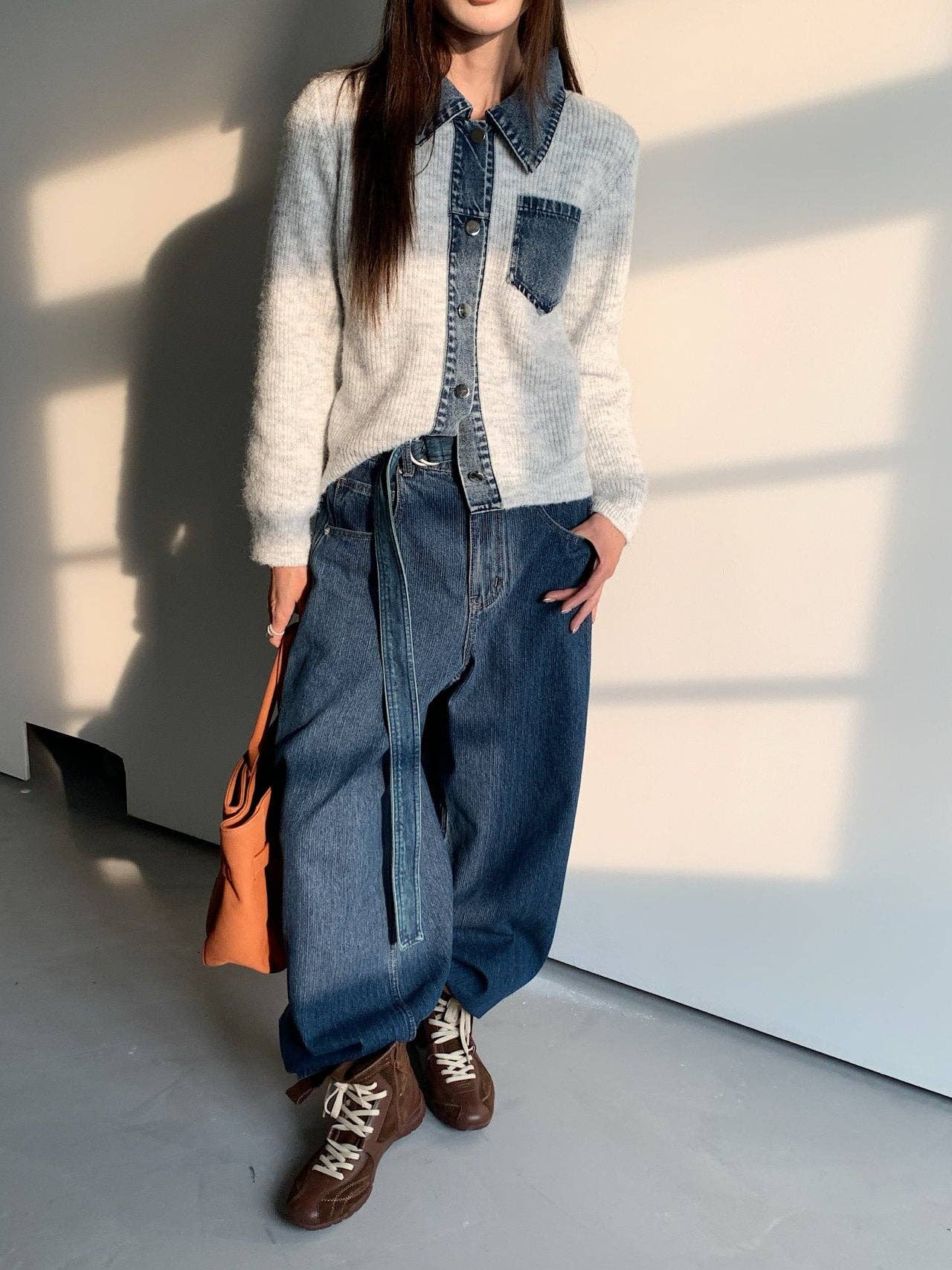 Little Light - Wholesale Jacket - Women's - Denim Layered Pocket Knit Jacket12