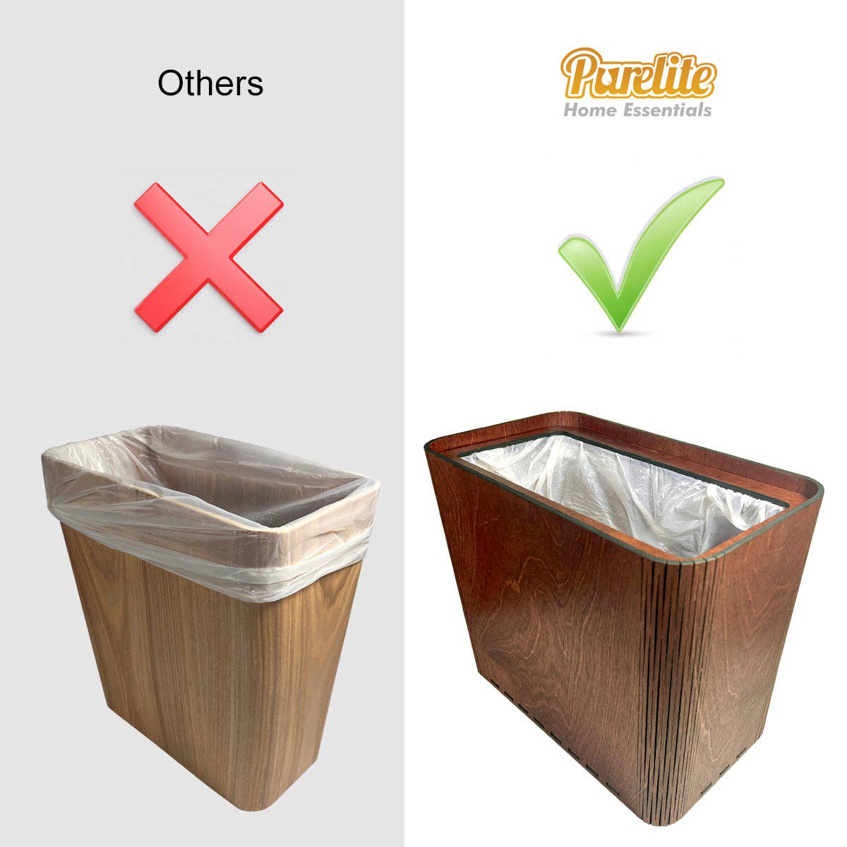 Purelite – Großhandel Mülleimer/Papierkorb – Schlanker Holz-Mülleimer und Abfalleimer - Ohne Gravuren8