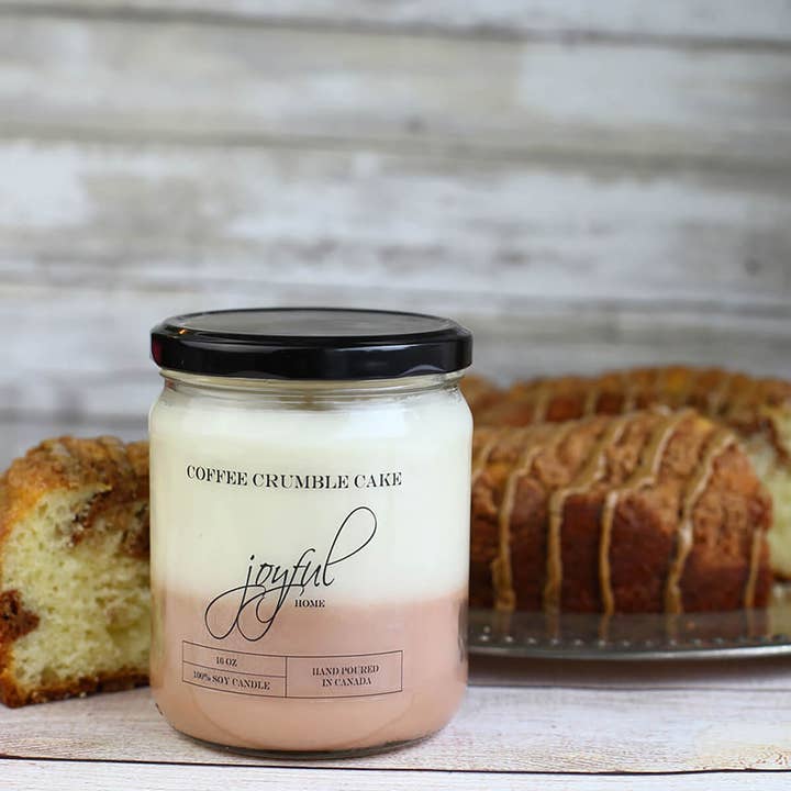 Coffee Crumble Cake Soy Candle 16 oz for wholesale by Joyful Home Inc.