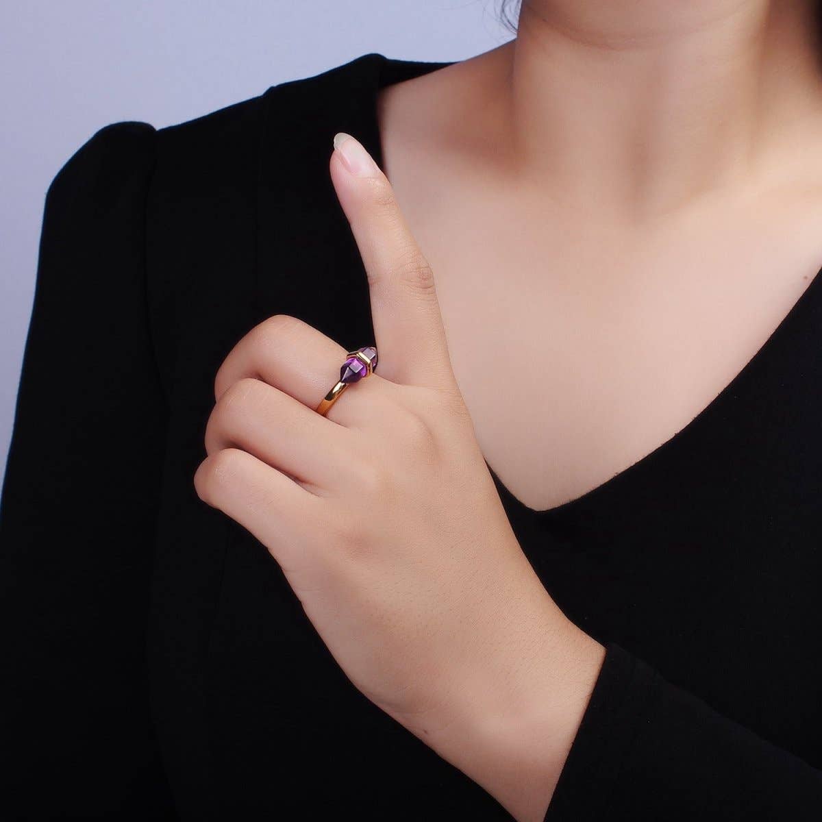 Aim Eternal - Wholesale Single Stone/Solitaire Ring - 14K Gold Filled Natural Gemstone Pointed Wand Ring | O688 - O69712