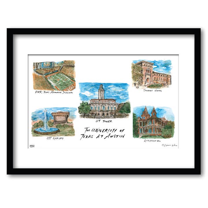 Texas at Austin Collage, Framed Wall Art 11"x14" for wholesale by Indigo Falls