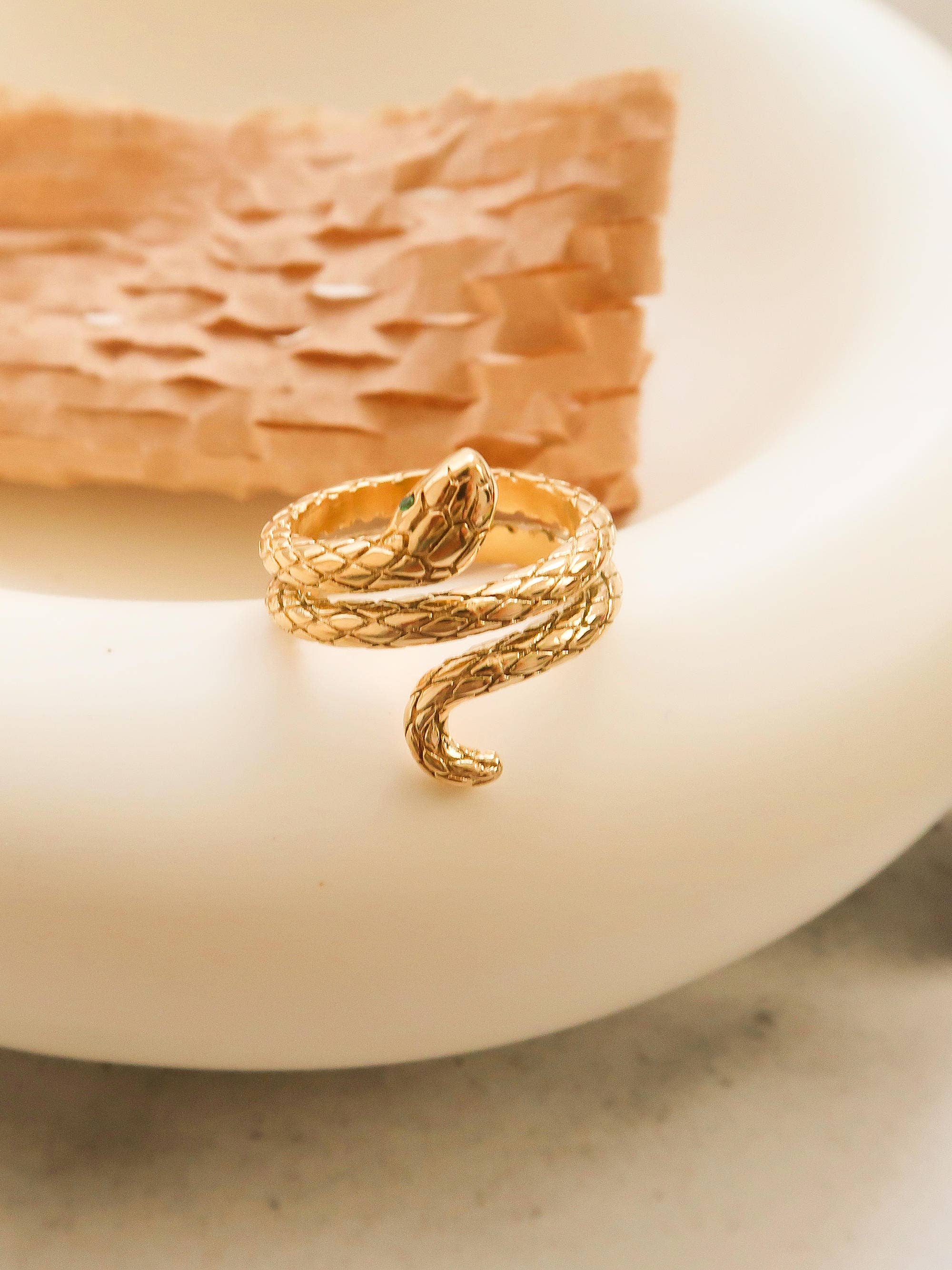 Lamia Gold Non-Tarnish Serpent Ring for wholesale on Faire1