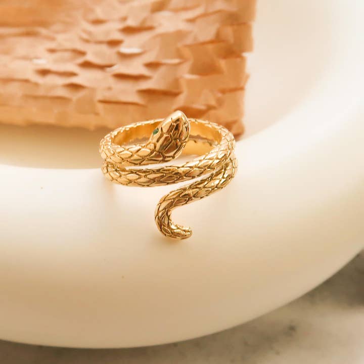 Lamia Gold Non-Tarnish Serpent Ring for wholesale on Faire1