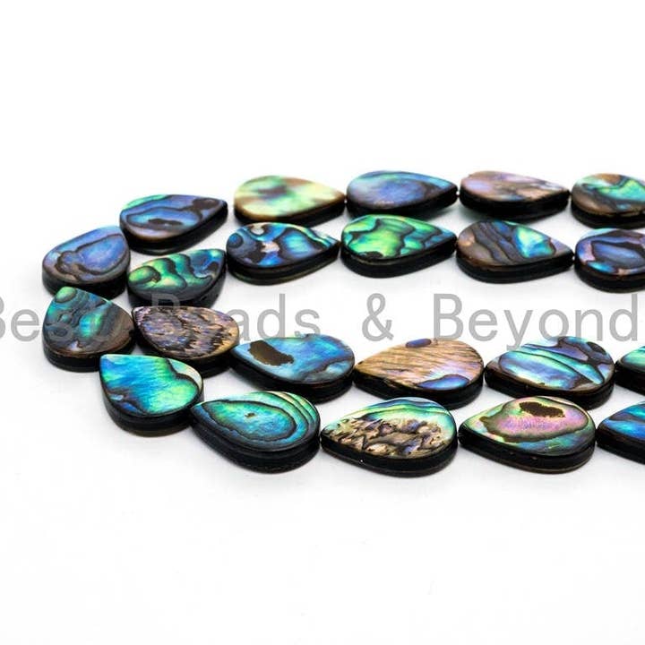 BestBeads&Beyond - Wholesale Beads - Natural Flat Teardrop Abalone Shell beads, 8x12mm/10x14mm/12x16mm/13x18mm Teardrop Smooth Shell Beads, loose abalone, 16inch strand,SKU#R34
