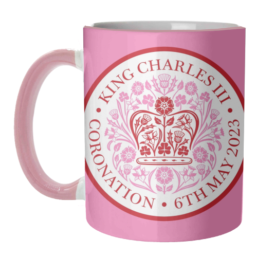 ART WOW – Caneca por atacado – Canecas 'Coroação Rei Charles rosa'2