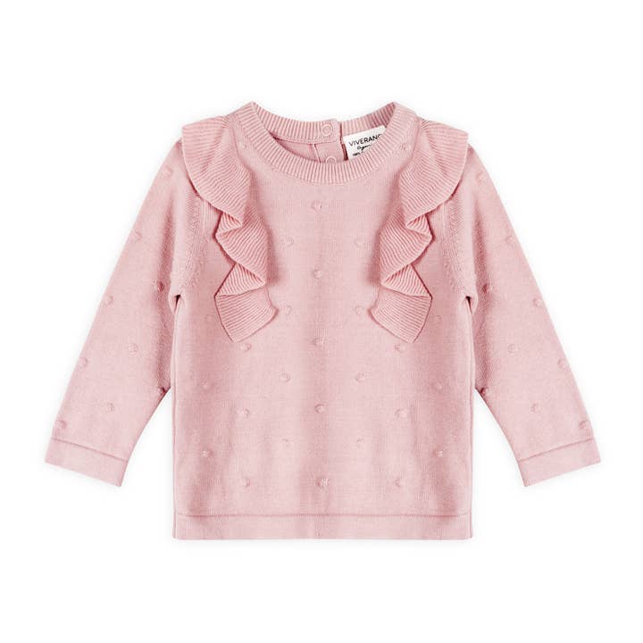 Milan Ruffle Bobble babysweater gebreide pullover top (biologisch) voor wholesale door Viverano Organics