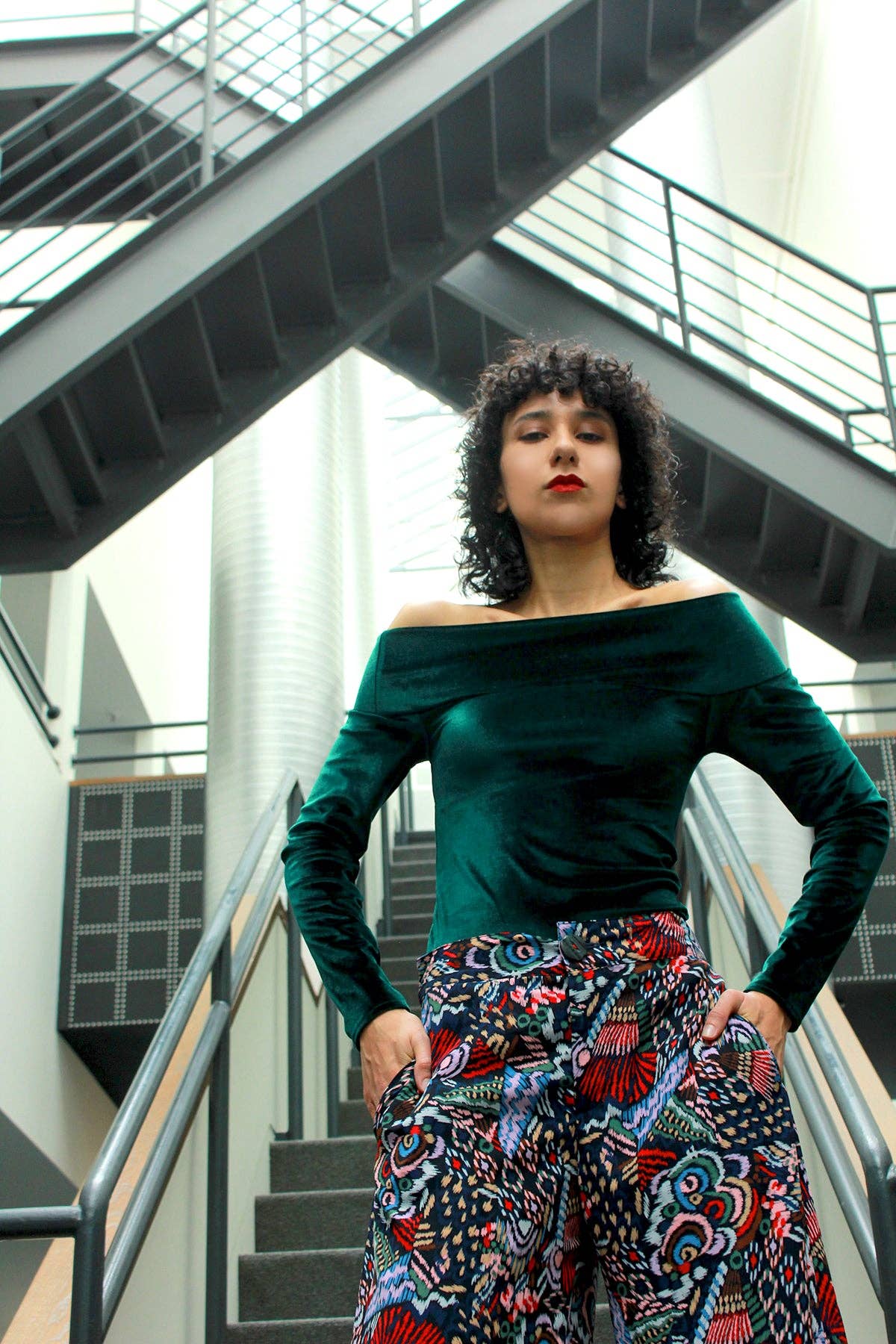 Rachel Walters Collection - Wholesale Blouse - Women's - Green Velvet Hazel Top1