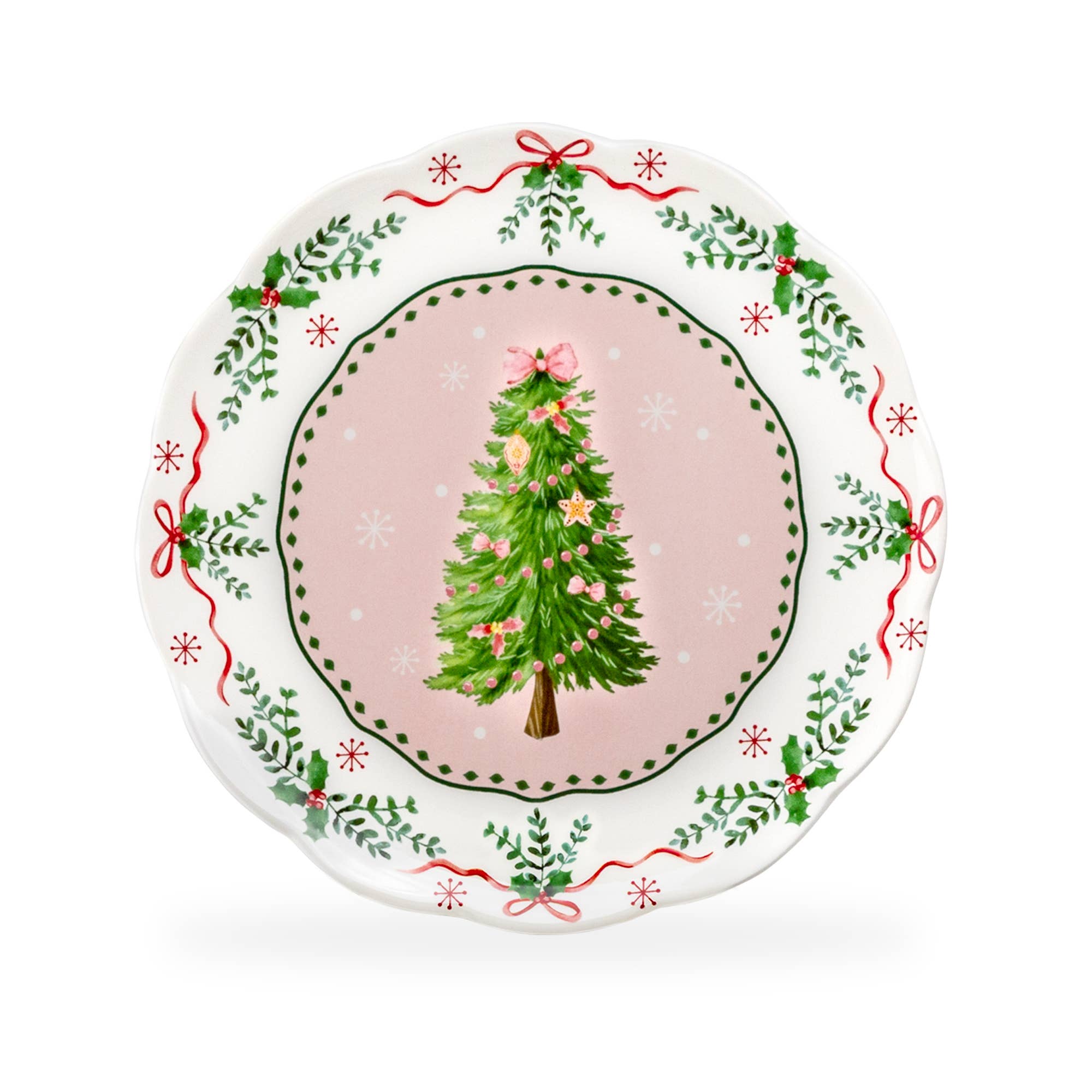 Grace Teaware - Wholesale Dinner Plate - Christmas Tree Pink 10.5" Dinner Plate1
