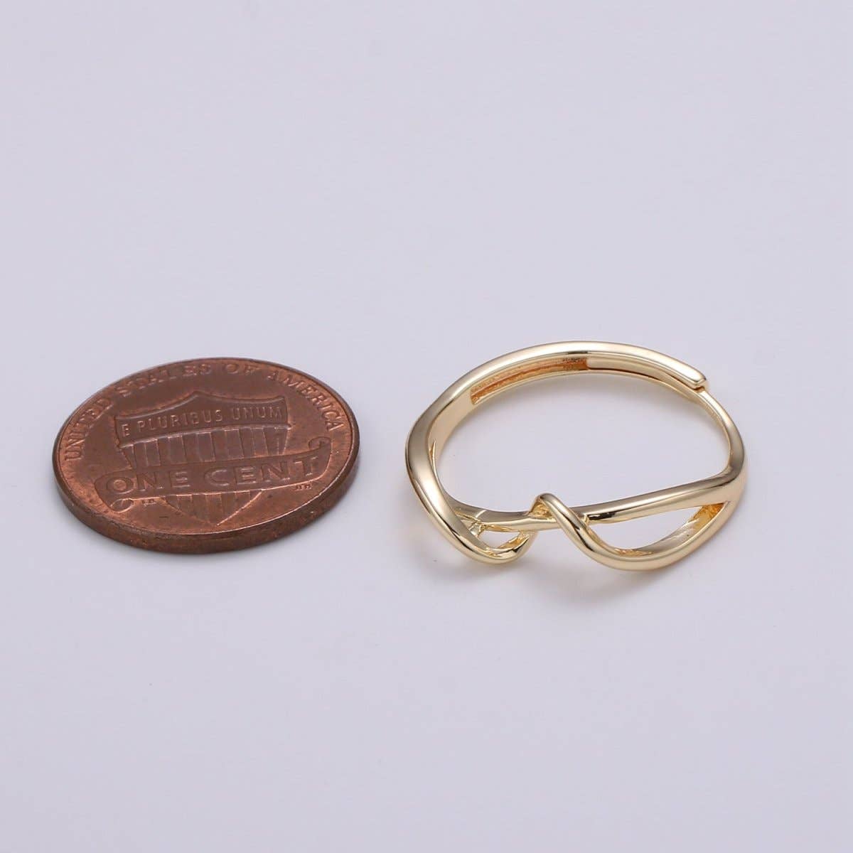 Aim Eternal - Wholesale Band/Stacked Ring - Simple Wave Gold Filled adjustable Ring R-2503