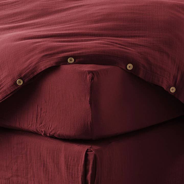 Fitted sheet 200x200 cm Cotton Gauze Wine Lees for wholesale by Housse De RĂªve
