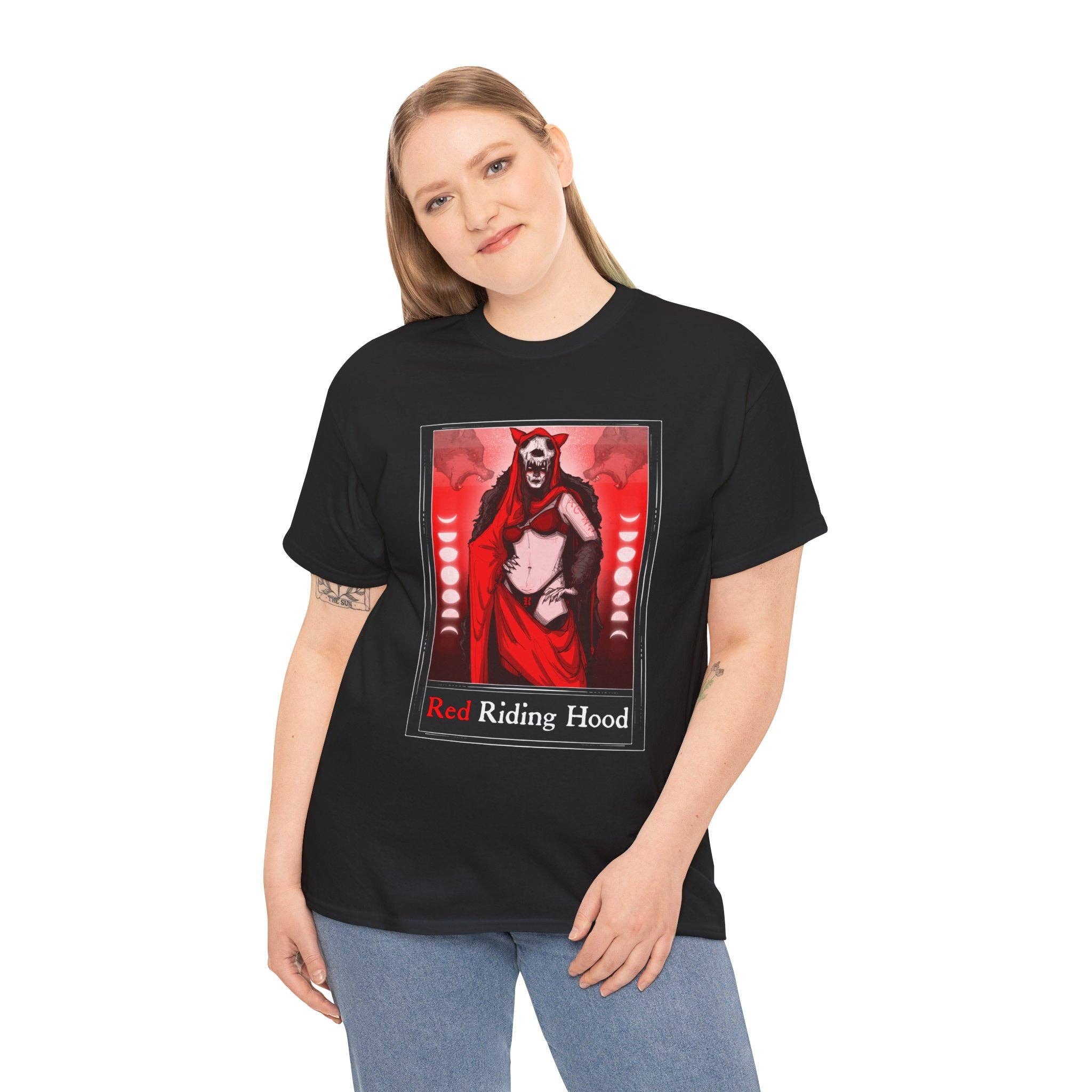 LVB Art - Wholesale T-Shirt (Graphic) - Unisex - Red Riding Hood Tarot  (Front & Back Print) Unisex Heavy Cotton Tee8