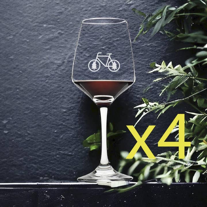 Bike Trees 12oz Premium Wine Glasses Set of 4 Outdoor for wholesale by Texan Customs