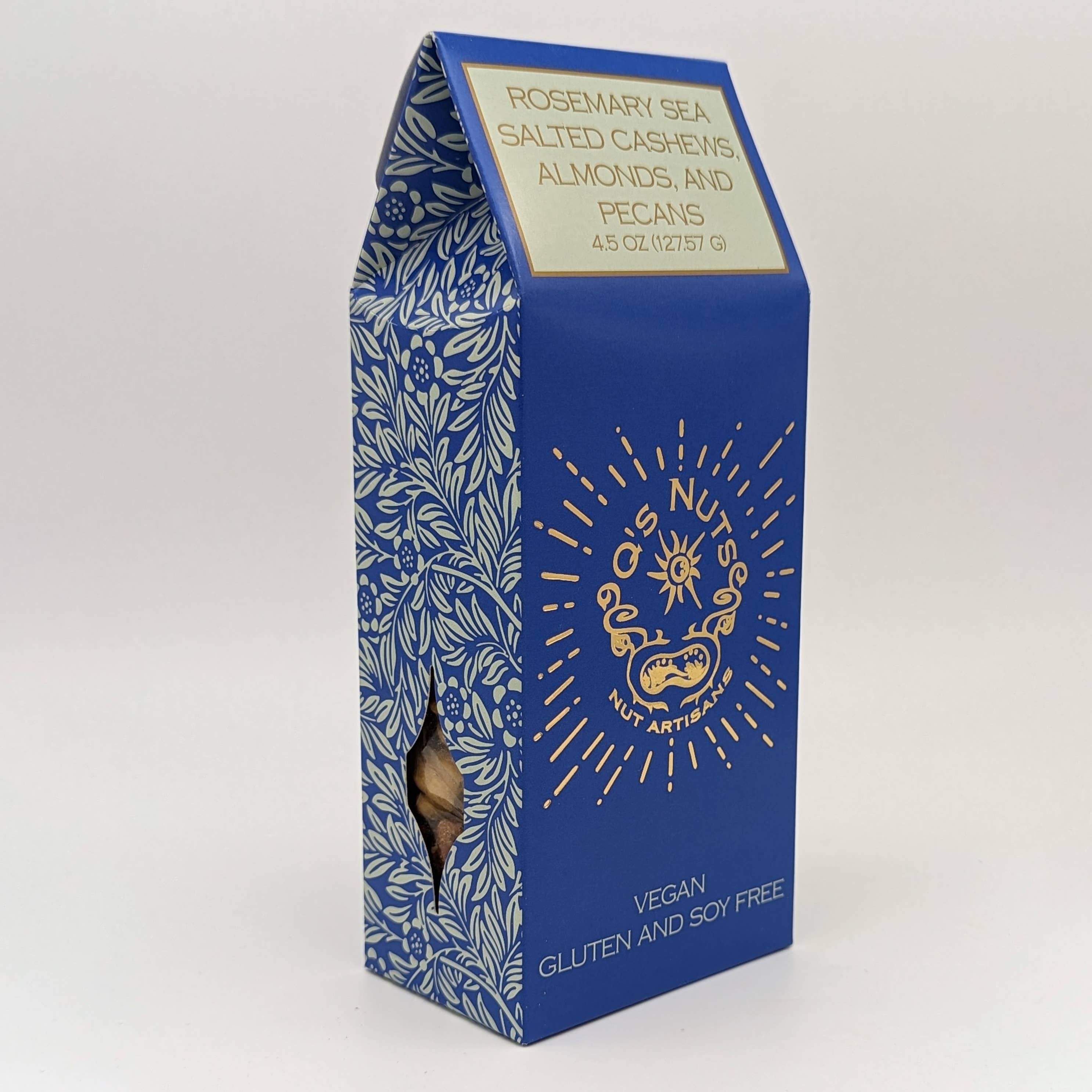Q's Nuts, LLC – Großhandel Nüsse – Rosmarin-Meersalz, Cashewnüsse, Mandeln und Pekannüsse, Geschenkbox, 4,5 Unzen2