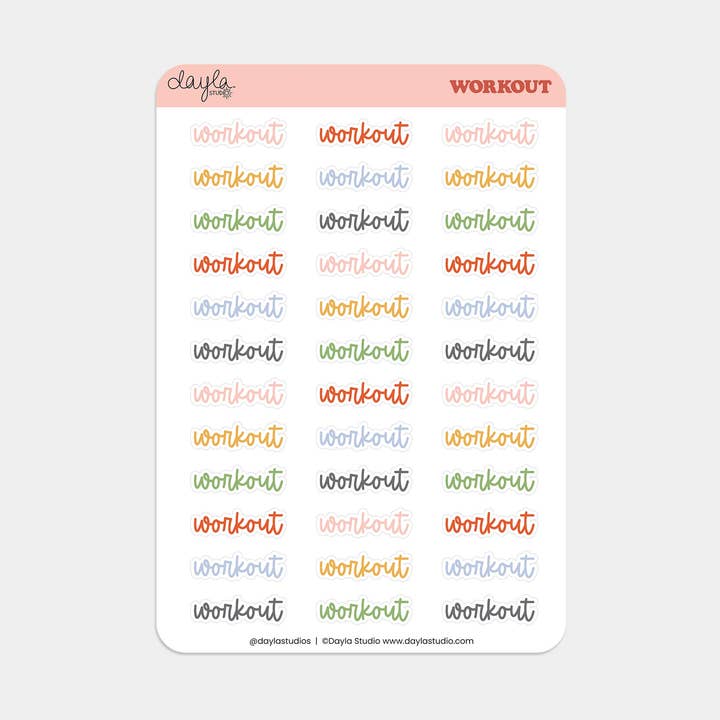 "Workout" Woordstickers voor wholesale door Dayla Studio