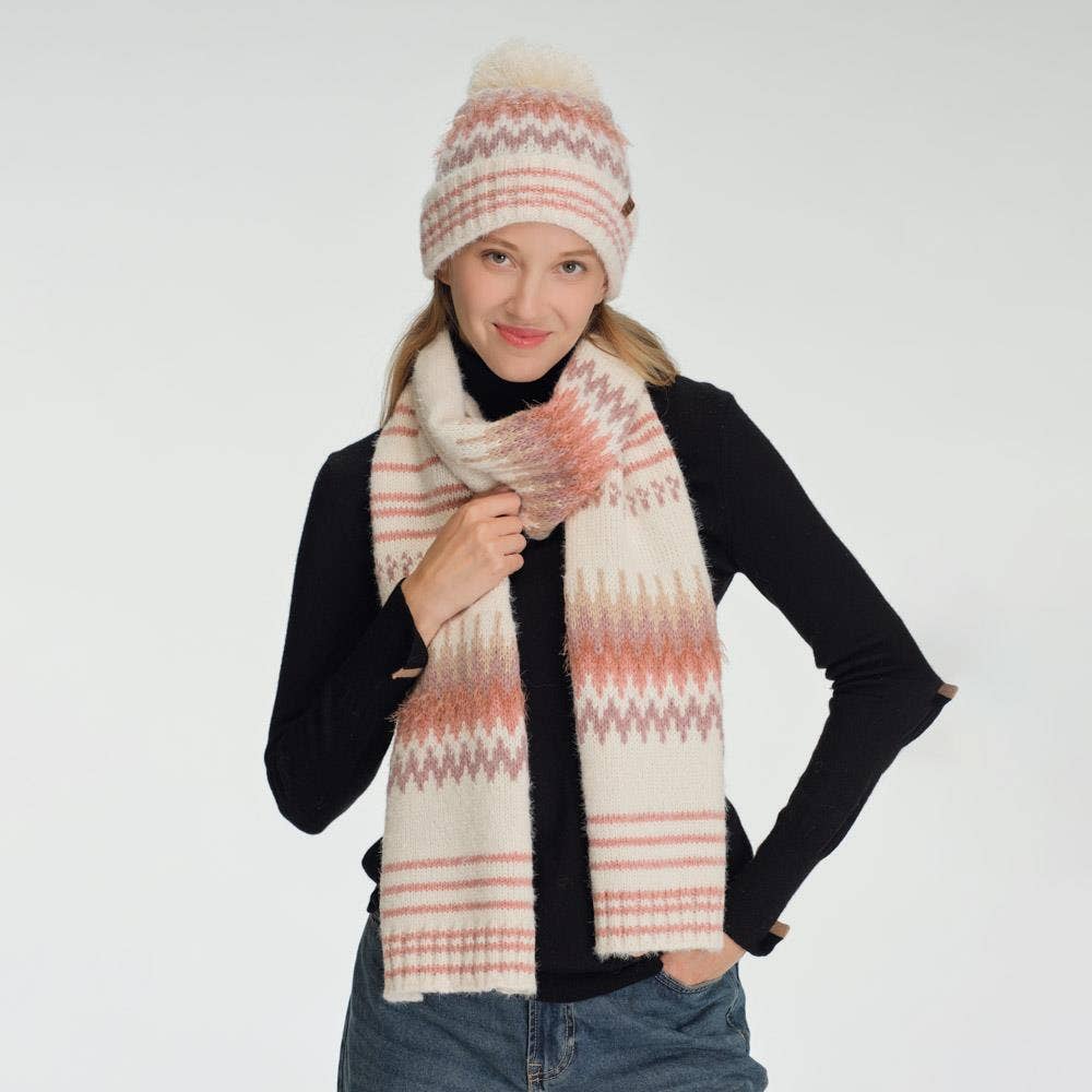 Oblige by G - Wholesale Sjaal - Dames - Geometrische gebreide sjaal. SFC-00600