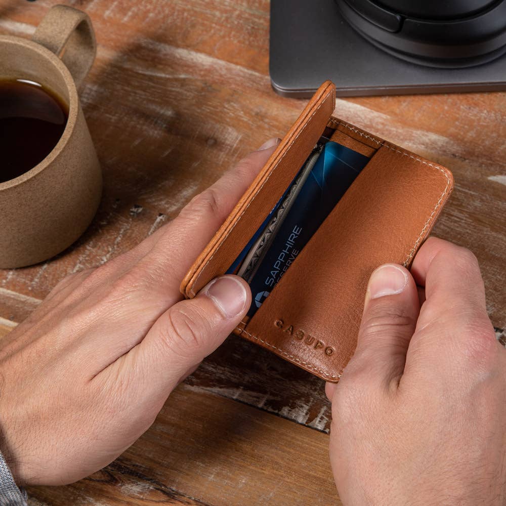 CASUPO - Vendita all'ingrosso Portafogli - Uomo - Regali per papà - Portafogli in pelle RFID - Uomo - Whiskey4