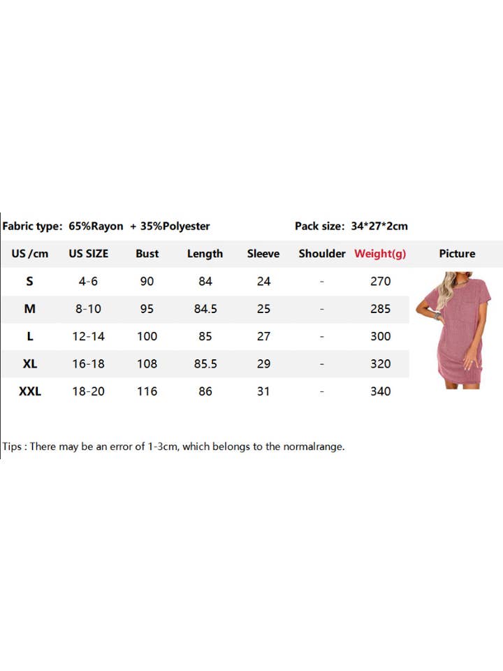 Lovesoft – Großhandel Kleid – Damen – Sommerliches lässiges T-Shirt-Kleid mit kurzen Ärmeln (mit Taschen)10