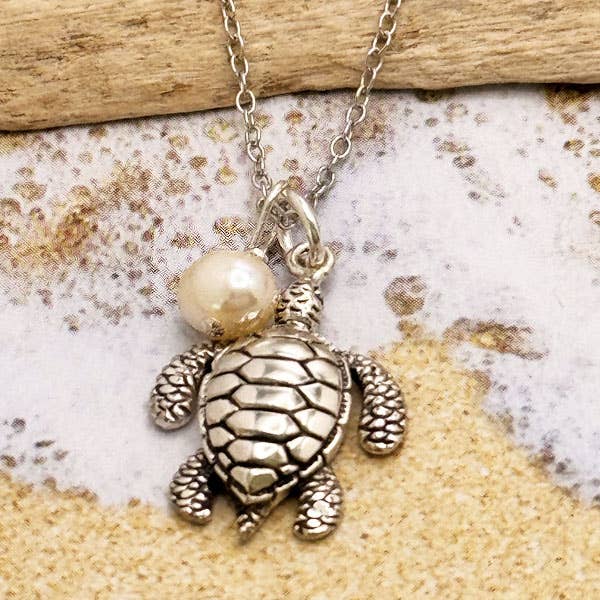 Goddess Design Studio - Wholesale Pendant/Charm Necklace - Sterling Silver Sea Turtle Necklace, Pendant on 18" chain