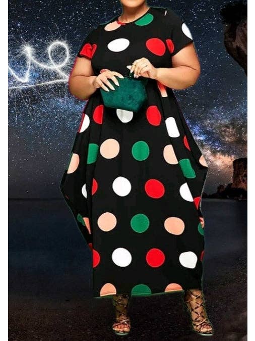 India Batik - Wholesale Dress - Women's - Bubble Dress/Multi Color /Polkadot