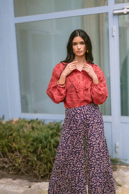 Piti Cuiti - Wholesale Blouse - Women's - SAVANNA PURPLE SHIRT