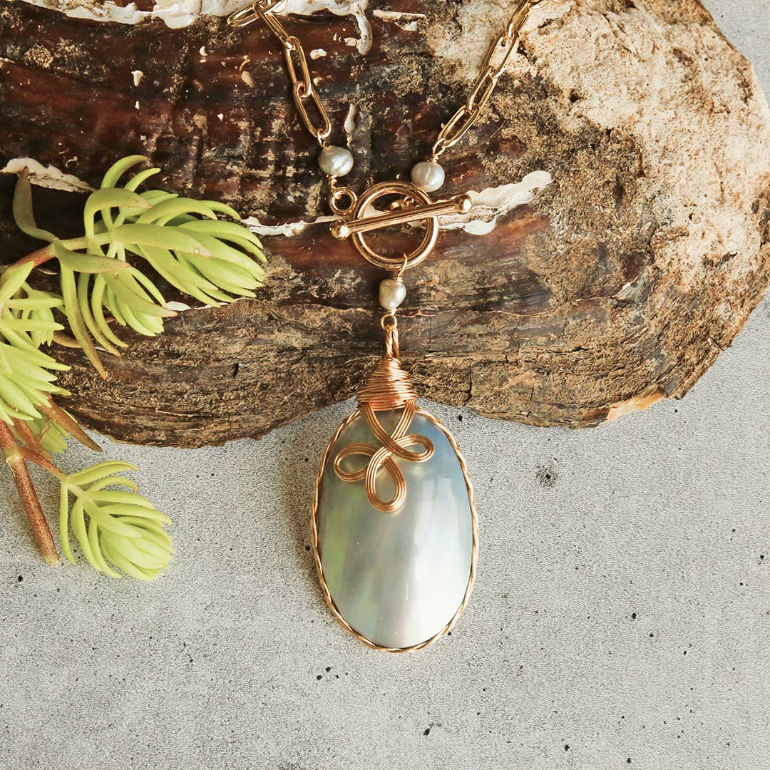 IST Jewelry – Colar pingente/pendente por atacado – Pingente de pérola Mabe e colar de pérolas3