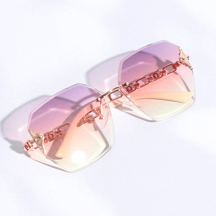 ASSORTED COLOR Hexagon Lenses Linked Design Legs Sunglasses for wholesale on Faire9