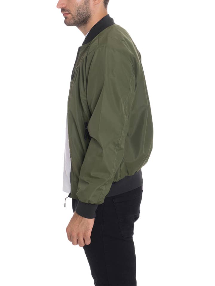 WEIV - Wholesale Bomber Jacket - Men's - Mens Vinyl Bomber Jacket - Olive1