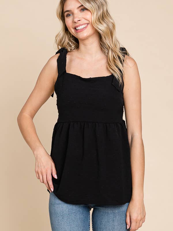 Culture Code - Wholesale Camisole - Women's - CWC1664X - BABYDOLL BOW TIE STRAP SMOCKING CAMI1