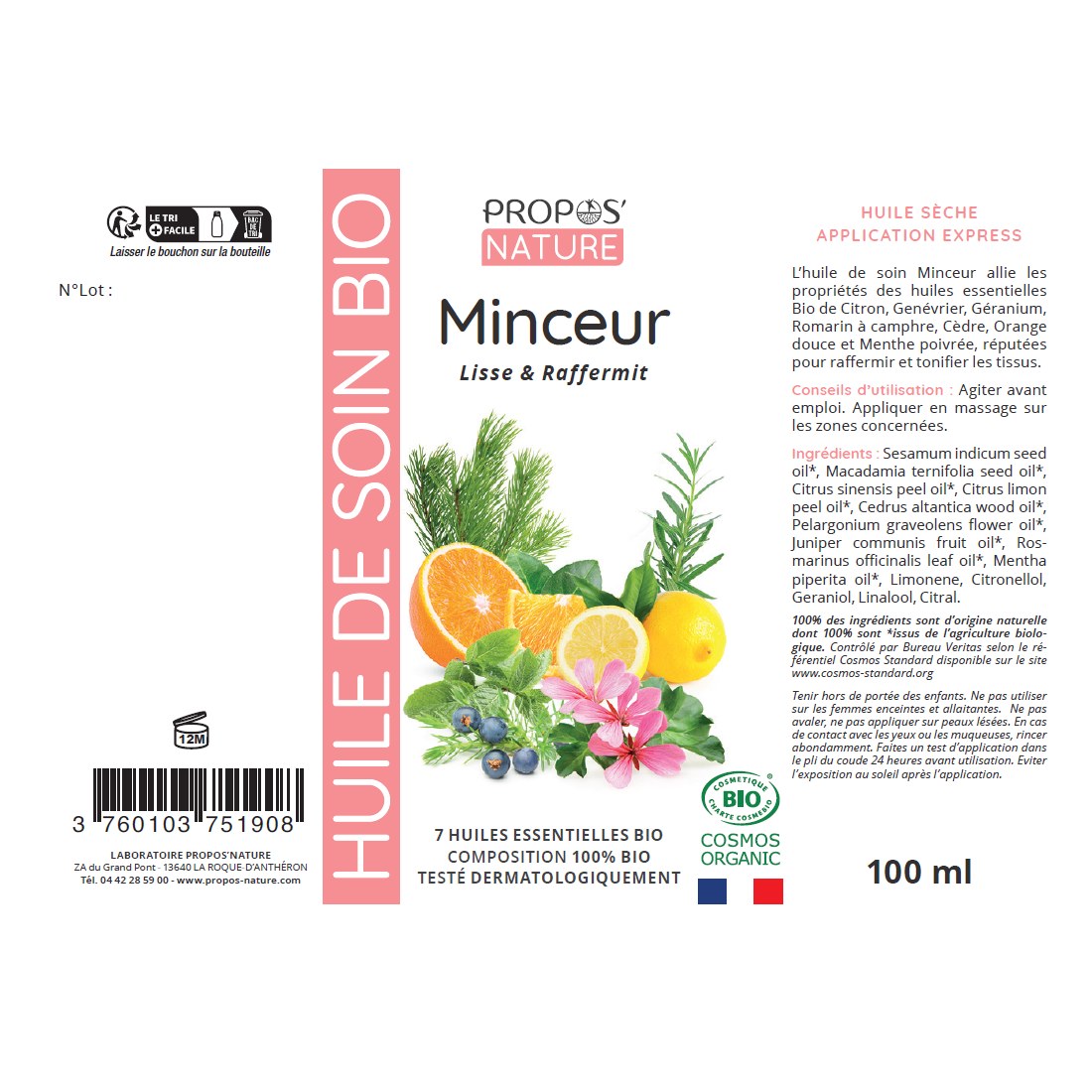 Propos'Nature - Wholesale Bath/Body Oil - Slimming Massage Oil - Cellulite - Organic 100ml3